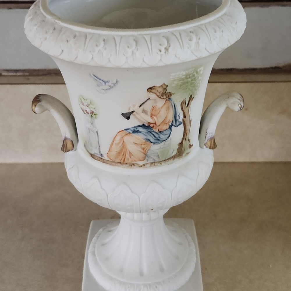 Athena Home Accents Vase - White with Multicolor Design